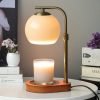 Vintage Retractable Electric Table Candle Heat Lamp with Wooden Base and Timer