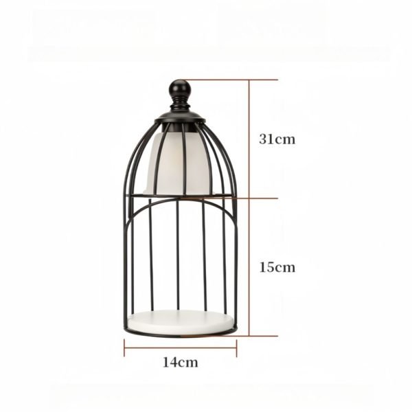 Vintage Retro Birdcage Metal Electric Lighted Aurora Candle Warmer Lantern with Timer