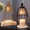 Vintage Retro Birdcage Metal Electric Lighted Aurora Candle Warmer Lantern with Timer