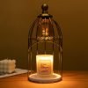 Vintage Retro Birdcage Metal Electric Lighted Aurora Candle Warmer Lantern with Timer