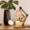 Vintage Rose Flower Light Dimmable Glass Candle Lamp Warmer with Preset Timer