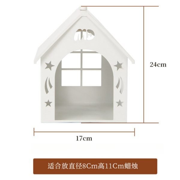 White Carved House Cordless Metal Electric Candle Warmer Light with Preset Timer