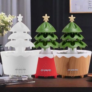 Christmas Tree Colorful Light Raindrop Ultrasonic Aroma Essential Oil Diffuser Humidifier with Timer