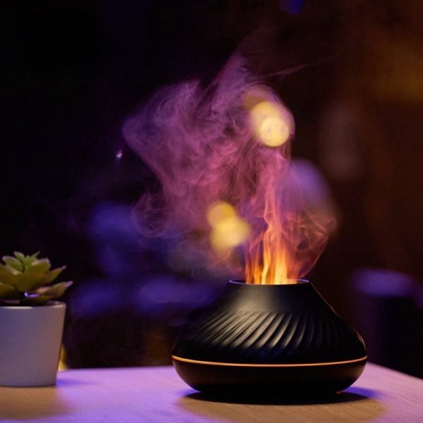 Electric 3D Simulated Flame Volcanic Colorful Light USB Powered Diffuser Humidifier for Essential Oil