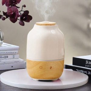 Home Ceramic Wood Electric Quiet Ultrasonic Humidifier Diffuser for Essential Oil