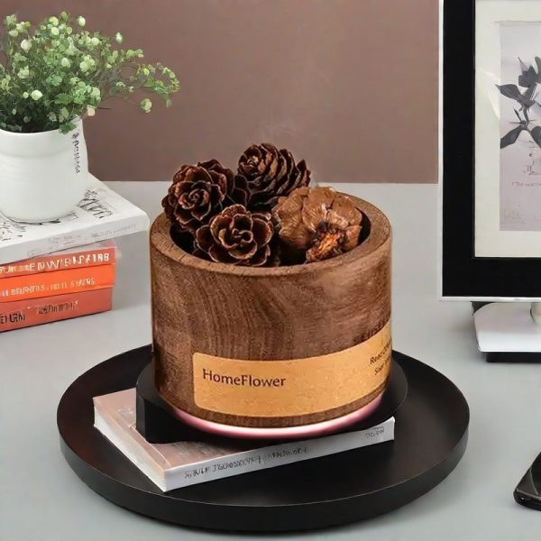 Small Cinnamon and Pine Cone Wooden Home Aromatherapy Essential Oil Diffuser