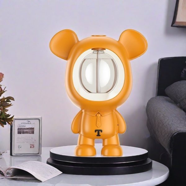 White and Orange Cute Bear Theme Automotive Battery Operated Essential Oil Diffuser